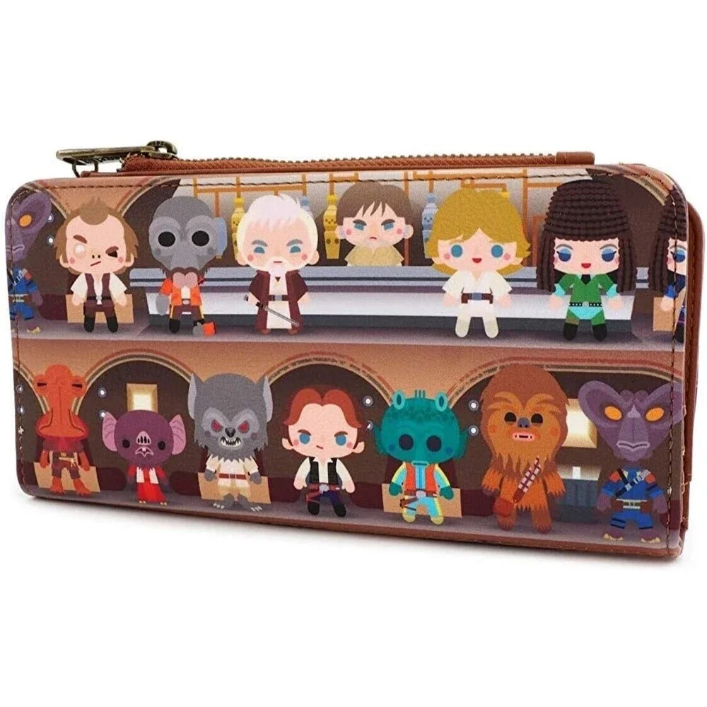 Loungefly Star Wars Cantina Scene Bifold Wallet, Brown, Han Solo Jedis Chewbacca